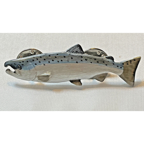 G.G. Harris Other - Vintage G.G. Harris Fine Pewter Coho Pin 1989 Hand Painted